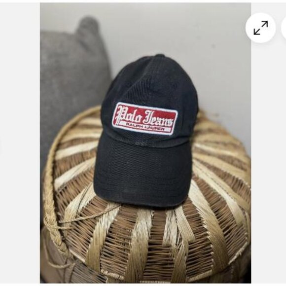 Polo Jeans Ralph Lauren Strap Back Hat Cap RL Black Red Baseball - Picture 1 of 6